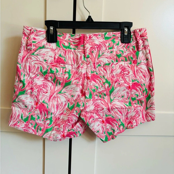 Lilly Pulitzer Women's Callahan Shorts Green Pink Colony Flamingos Size 00 NWT - Picture 2 of 7